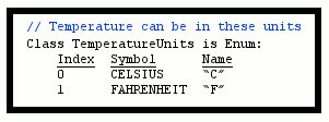 Temperature enum Temperature units enumeration
